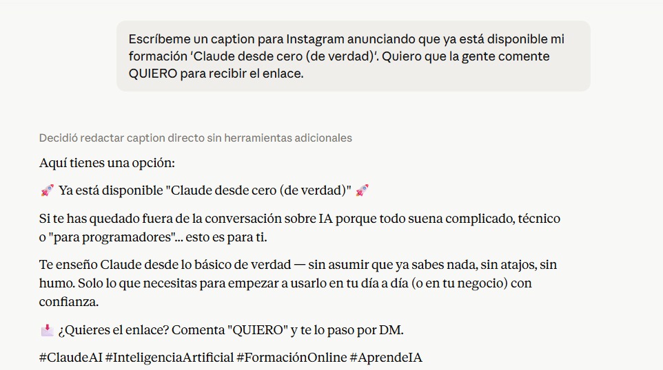 Resultado genérico de Claude sin configurar