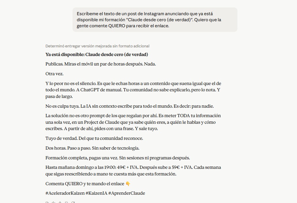 Resultado de Claude con Project configurado